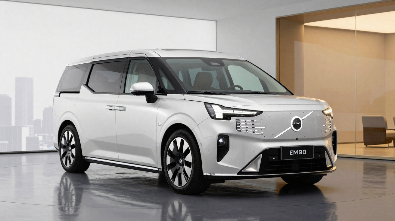 Veículo elétrico CITROEN EM90 cinza estacionado em superfície reflexiva com fundo urbano desfocado.